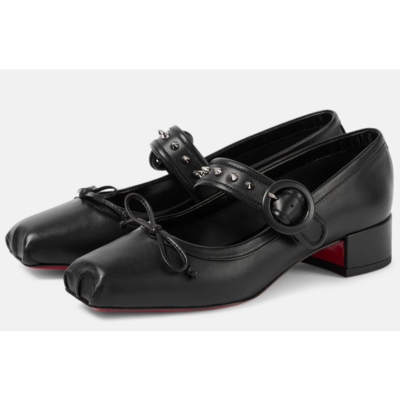 Christian Louboutin Mamastrapita Spikes 30 Black Maryjane Ballet Heel Flat 41 - Picture 11 of 16